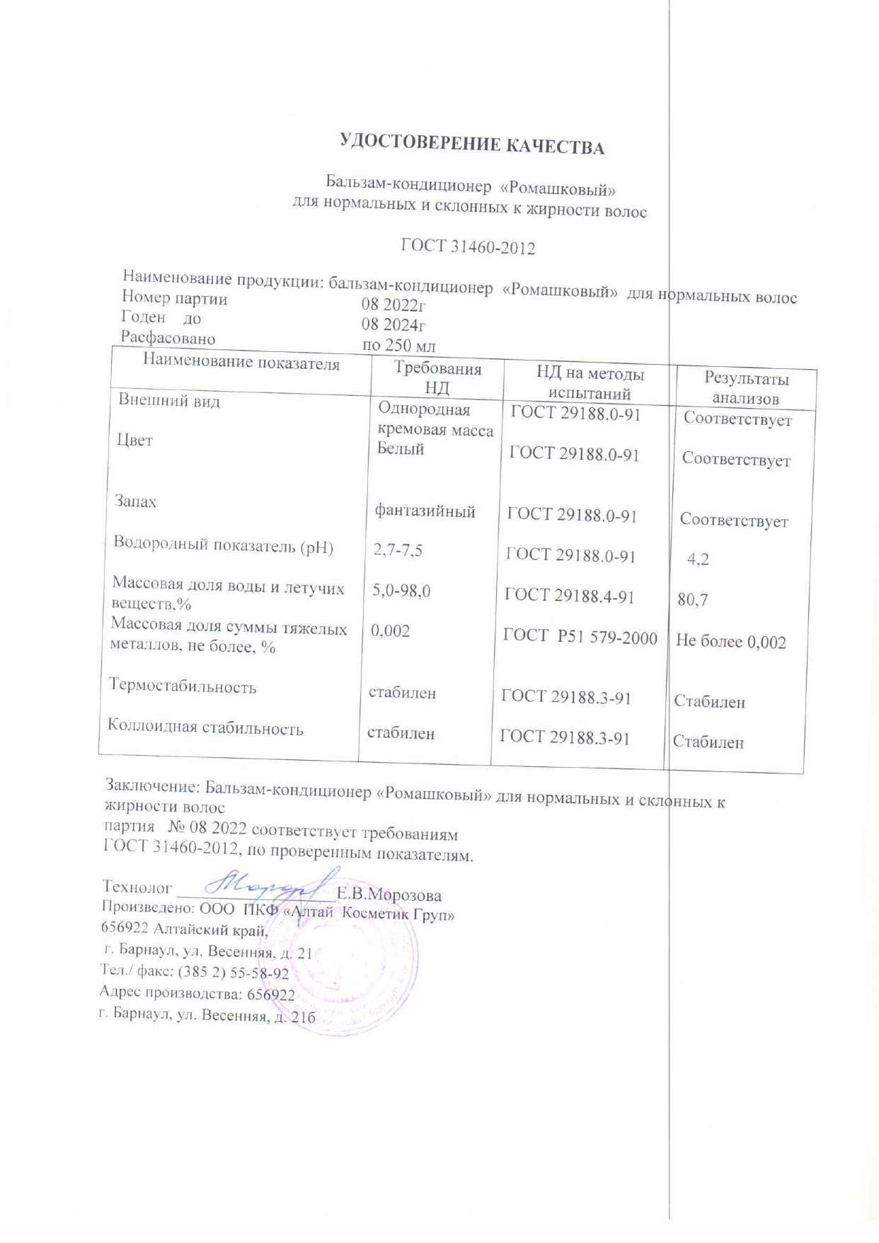 Паспорт №082022